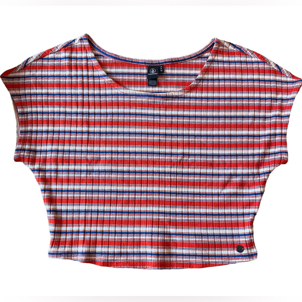 Volcom Ribbed Short Sleeve Crop Top ~ Small
